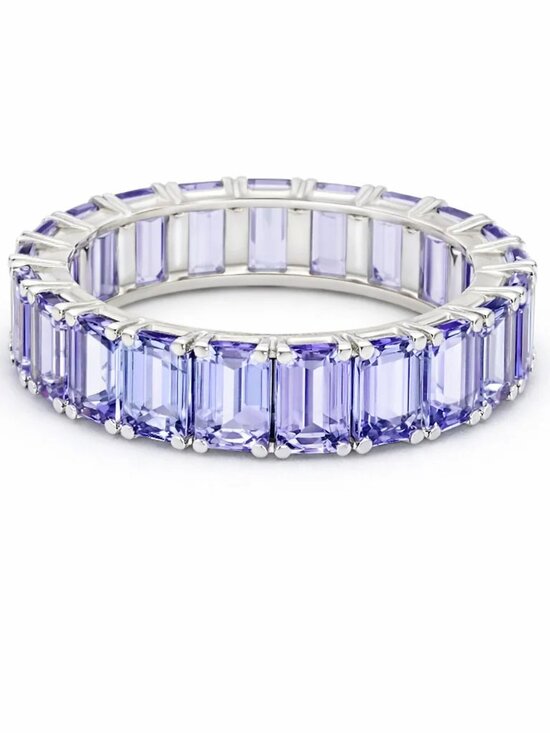 AdornA Jewelry - Emerald-Cut Tanzanite 14K (18K Custom) White Gold Eternity Band Ring